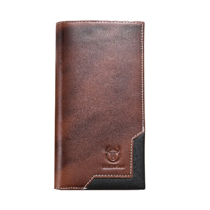 (image for) BULLCAPTAIN Genuine Leather Men’s Long Wallet Large-capacity Coin Purse RFID Blocking Credit Card Holder Multifunctional Handbag Clutch Wallet