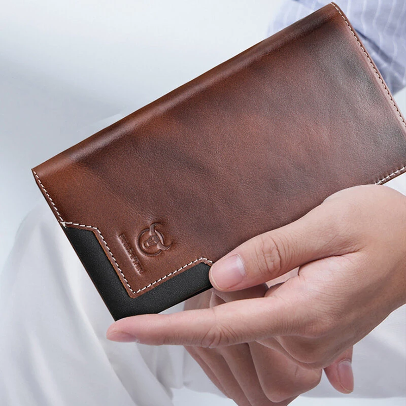 (image for) BULLCAPTAIN Genuine Leather Men’s Long Wallet Large-capacity Coin Purse RFID Blocking Credit Card Holder Multifunctional Handbag Clutch Wallet