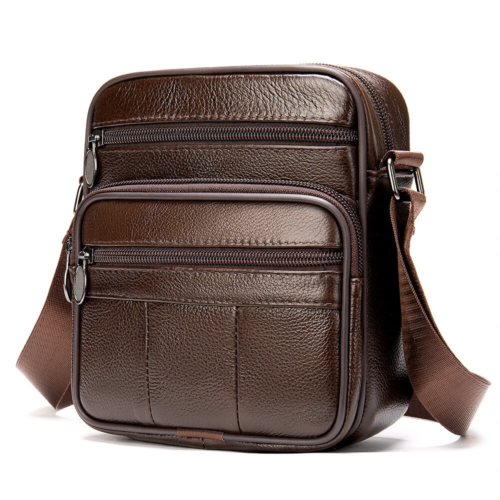 Ekphero Men's Genuine Leather Shoulder Bag Bussiness Casual Messenger Bag Multiple Pocket Capacity Crossbody Bag (image for) Ekphero Men's Genuine Leather Shoulder Bag Bussiness Casual Messenger Bag Multiple Pocket Capacity Crossbody Bag