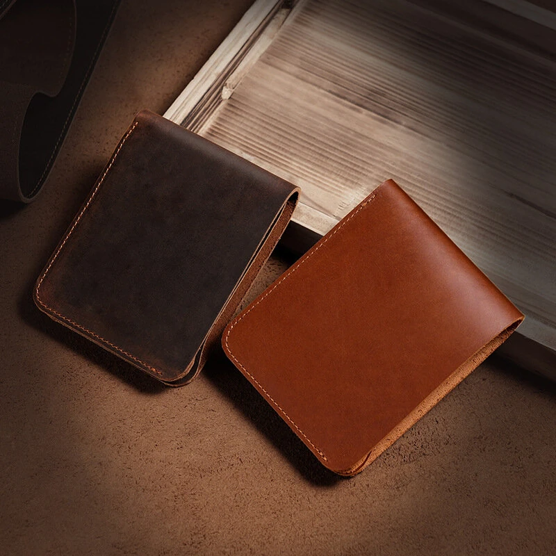 (image for) Ekphero Men's Genuine Leather Wallet Large Capacity Slim 6 Card Slots Money Clip, Lightweight Cowhide Portable ID & Credit Card Holder