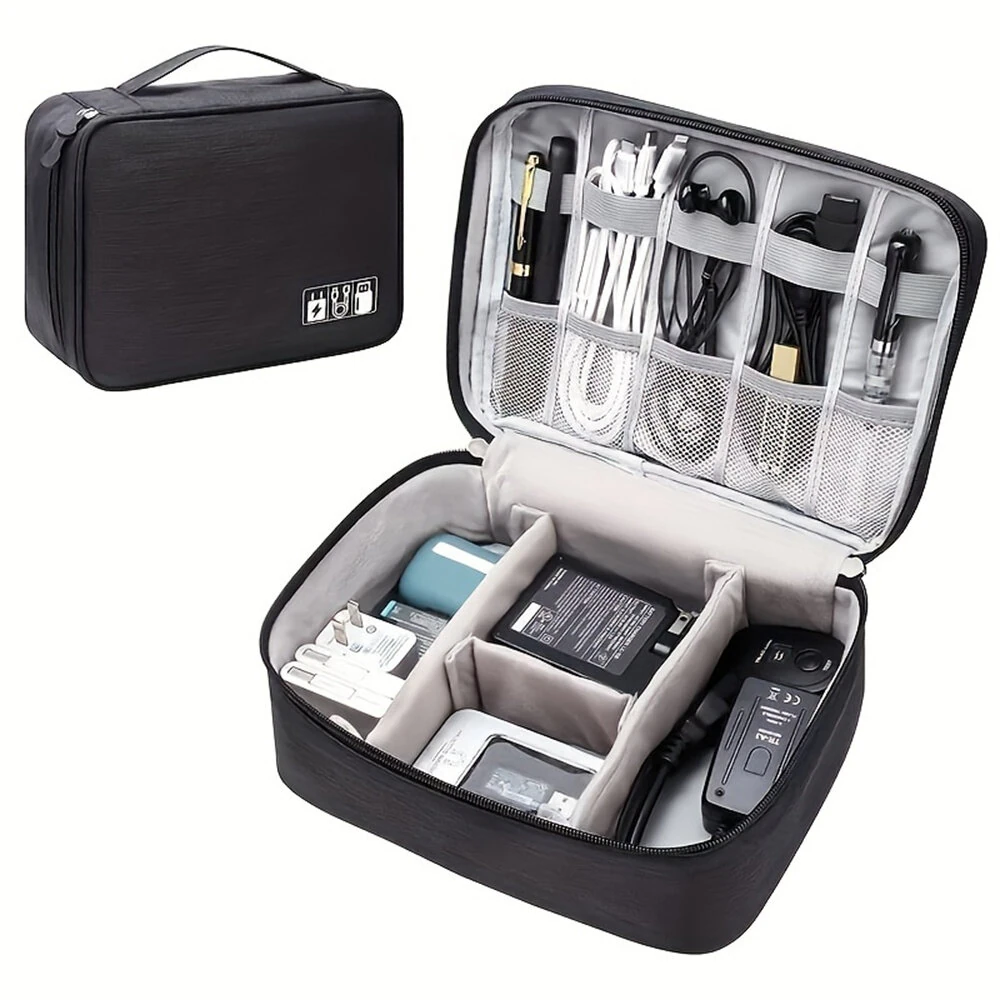 (image for) Electronic Storage Bag Data Cable Travel Charging Treasure Headphone Organizer Cosmetics Compartment Storage Digital Handbags